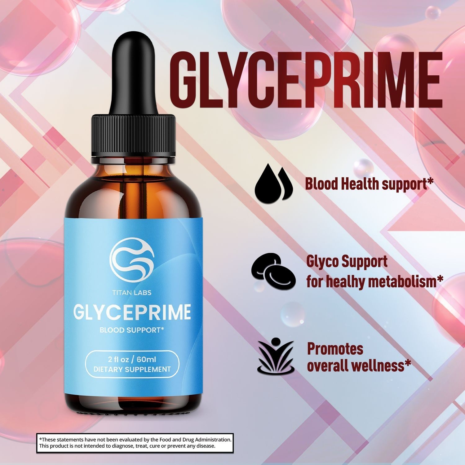 (1 Pack) Glyceprime Blood Health Support Drops Glyce Prime Vitamin 30 Servings