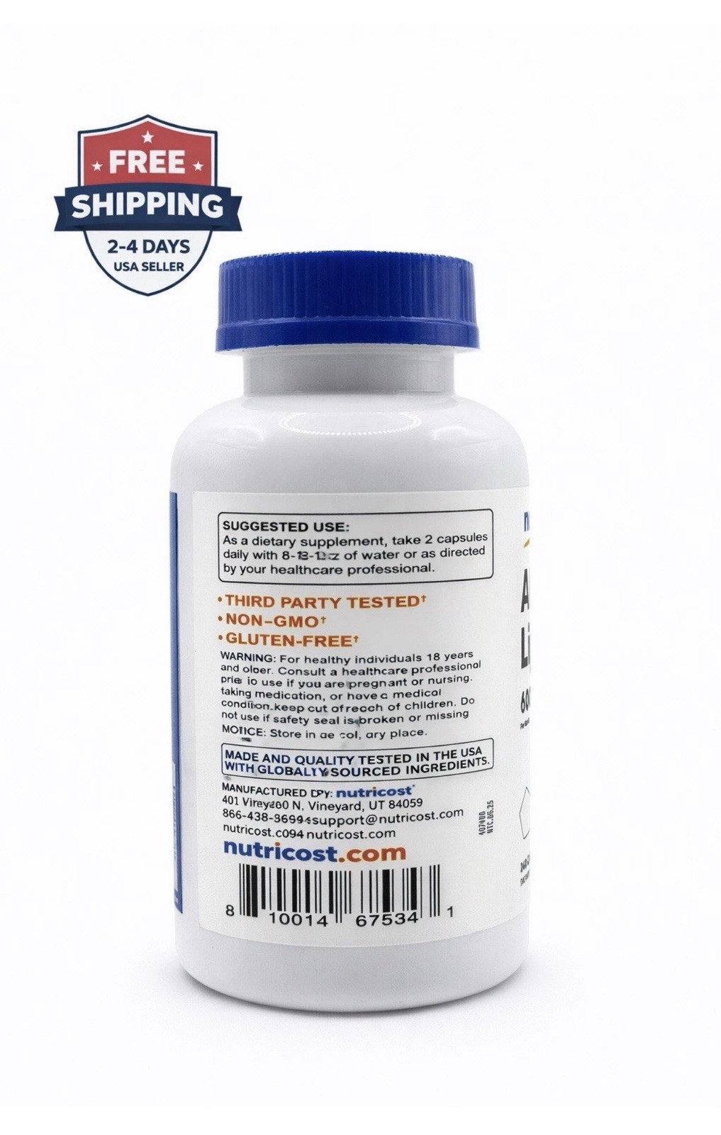 2 Pack Alpha Lipoic Acid 600mg 240 Capsules Energy Antioxidant Fast USA