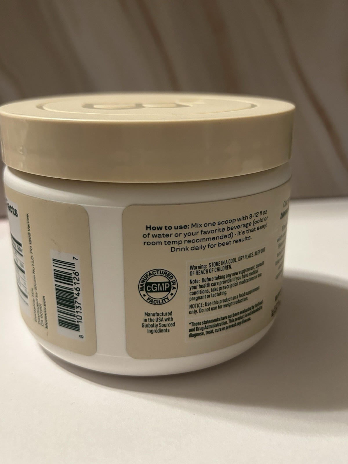 Bloom Colostrum & Collagen Peptides Powder Unflavored Grass Fed Exp date 01/2027