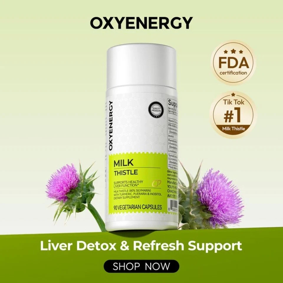 2 PACK Oxyenergy Milk Thistle Liver Detox & Natural Liver Health Support