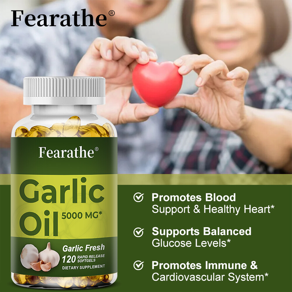 Natural Garlic Oil 30 To 120 Capsules Heart Health Support 5000mg