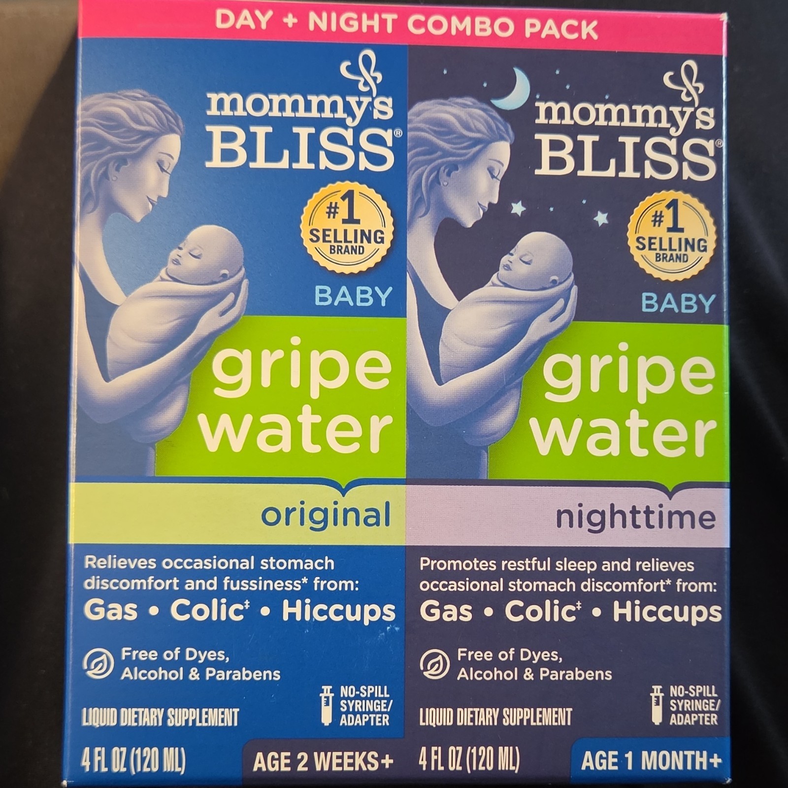 Mommy’s Bliss Baby Gripe Water Day + Night Combo 4 fl oz Alcohol-Free EXP 04/27