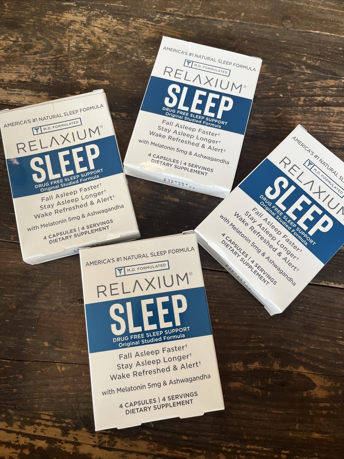 Relaxium Sleep, Drug Free Sleep Support, 4 Packs Of 4 Vegan Capsules