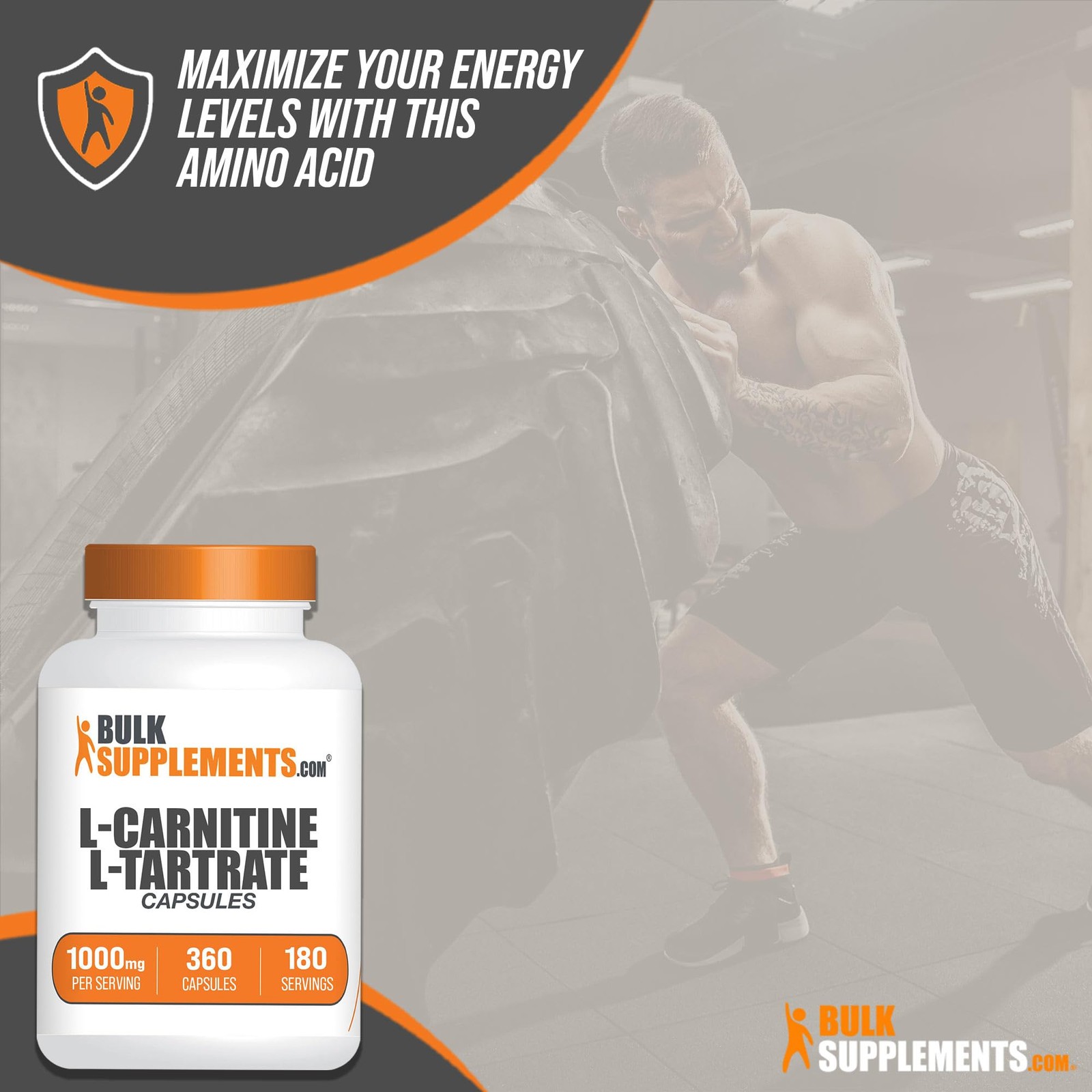 BulkSupplements.com L-Carnitine L-Tartrate Capsules – 360 Count (Pack of 1)