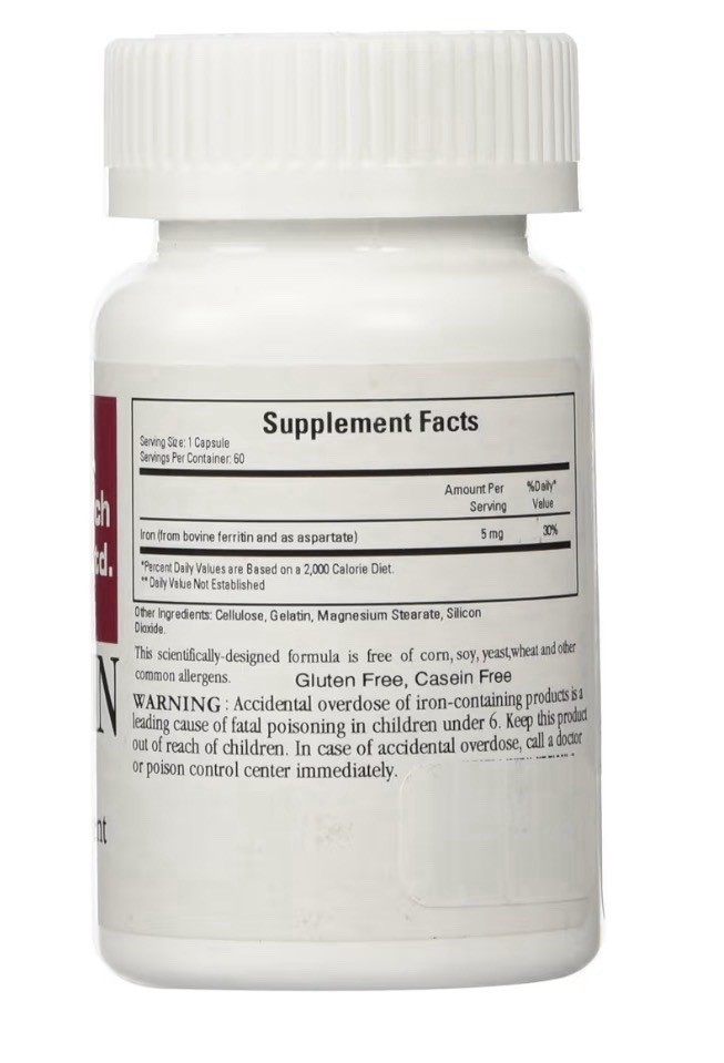 Cardiovascular Research Ferritin 5 mg Bioavailable Iron 60 Capsules
