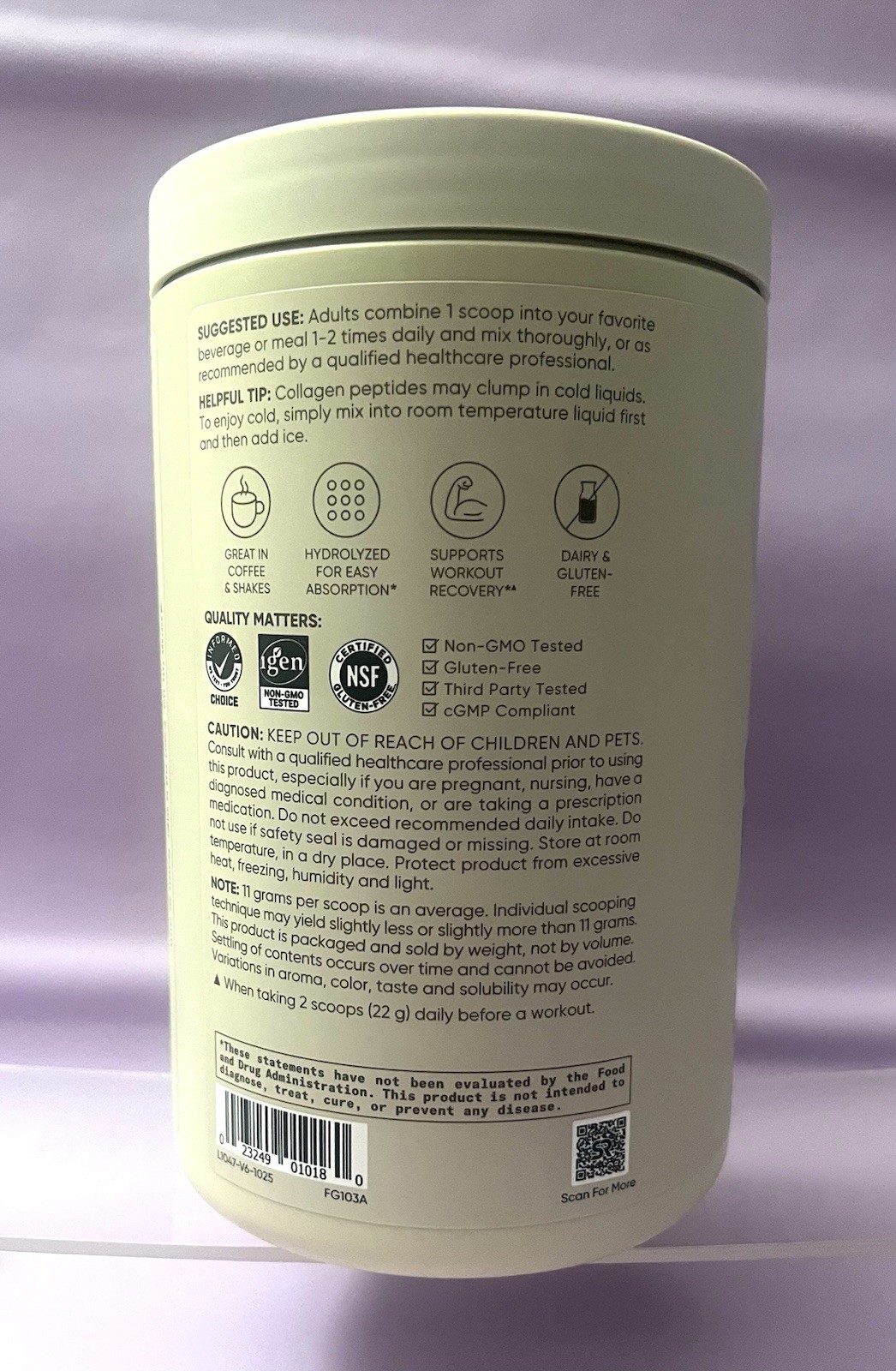 Sports Research Collagen Peptides Powder Unflavored 16 oz 01/2030