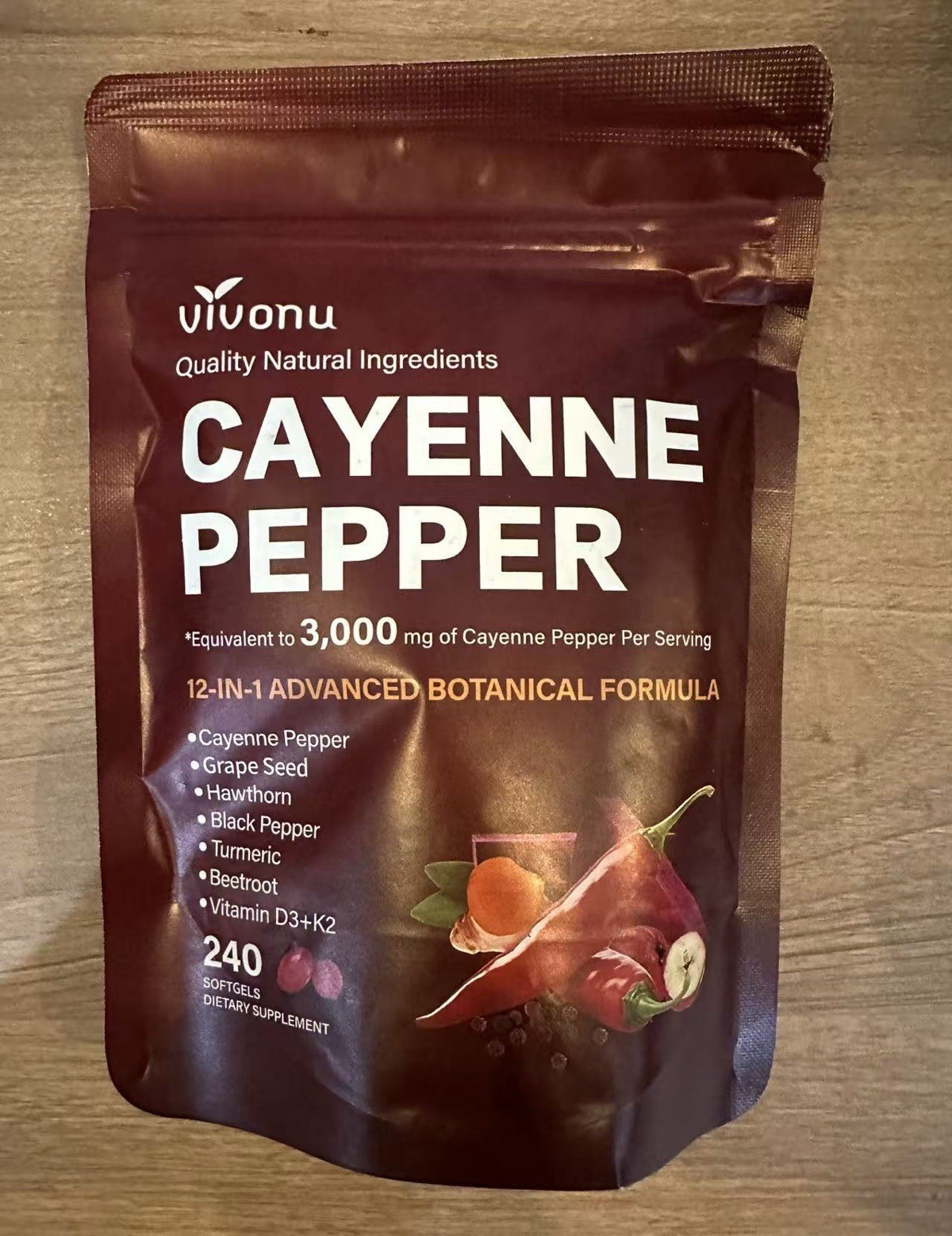 vivonu Cayenne Pepper 12-in-1 Botanical Formula 300 mg 240 Softgels Gluten-Free