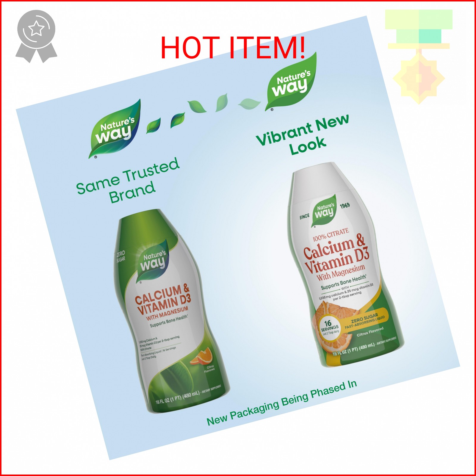 Nature’s Way Calcium & Vitamin D3 with Magnesium Liquid Supplement, Calcium & Vi