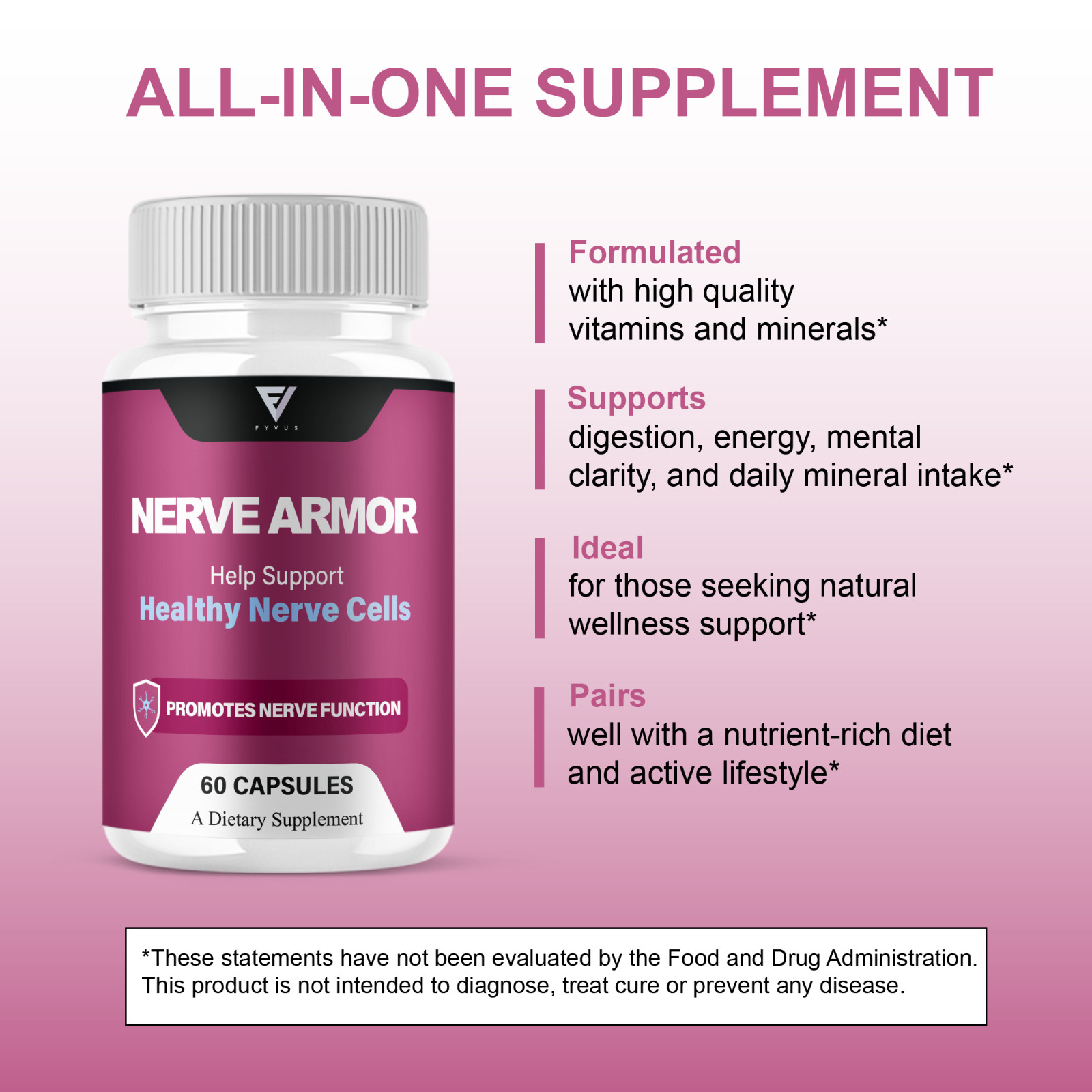 (2 Pack) Nerve Armor Brain Pills, NerveArmor Support Supplement (120 Capsules)