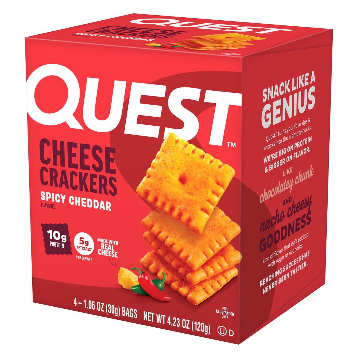 Nutrition Cheese Crackers – Spicy Cheddar, 10g Protein, 4 Count, Snack Ready
