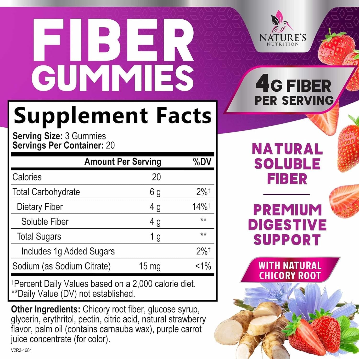 Fiber Gummies 4g – Sugar Free Fiber Gummy Supplement for Adults, Daily Prebiotic