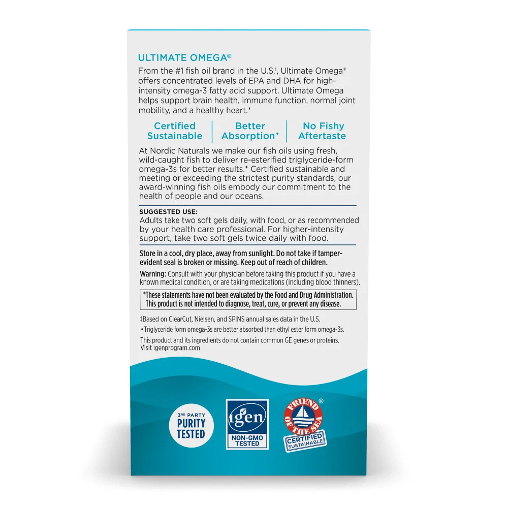 Nordic Naturals Ultimate Omega SoftGels – Concentrated Omega-3 Fish Oil, 60 ct