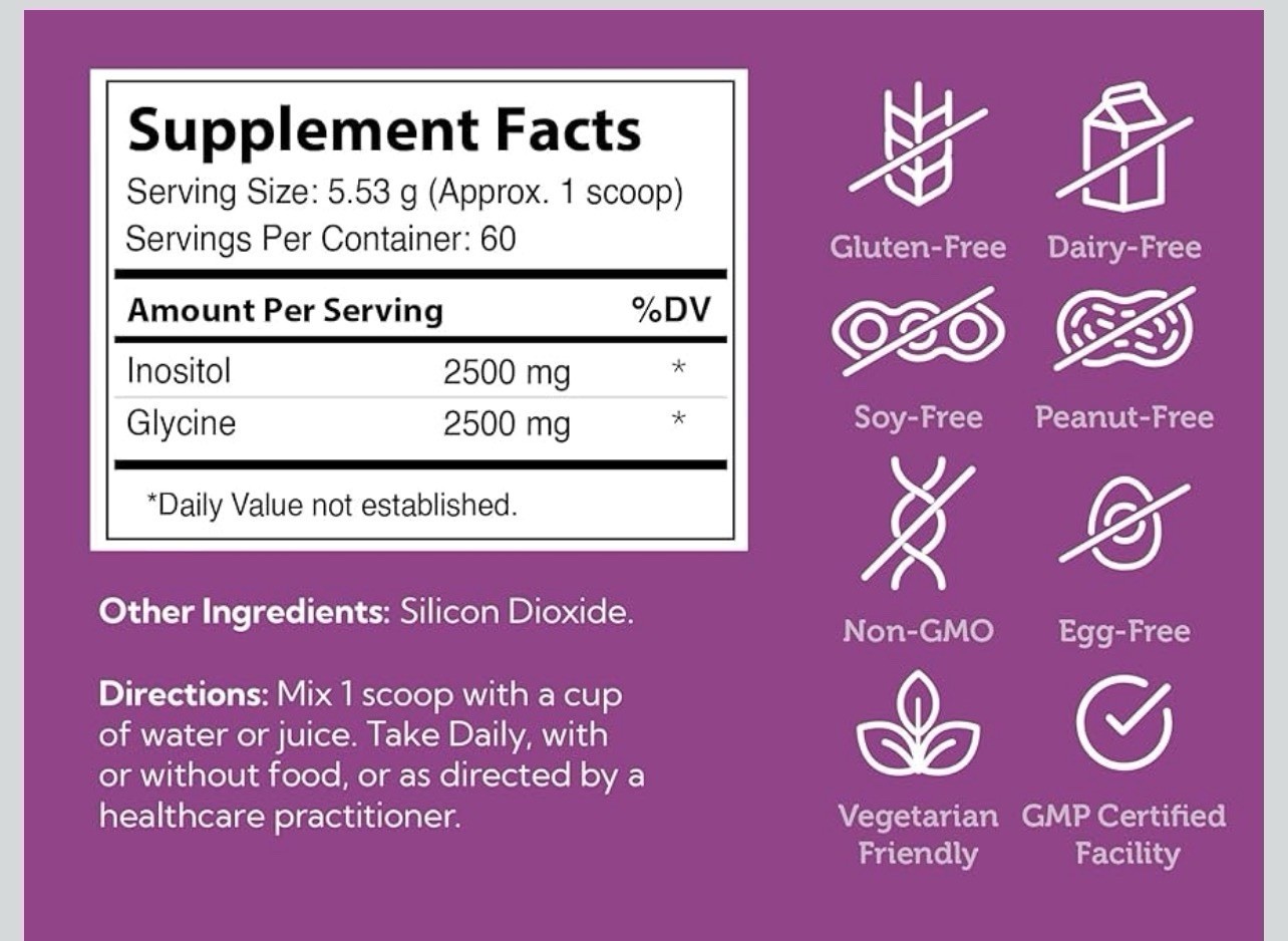 Zahler Inositol Glycine Powder Mood Brain Liver Support Dietary Supplement 11.5…