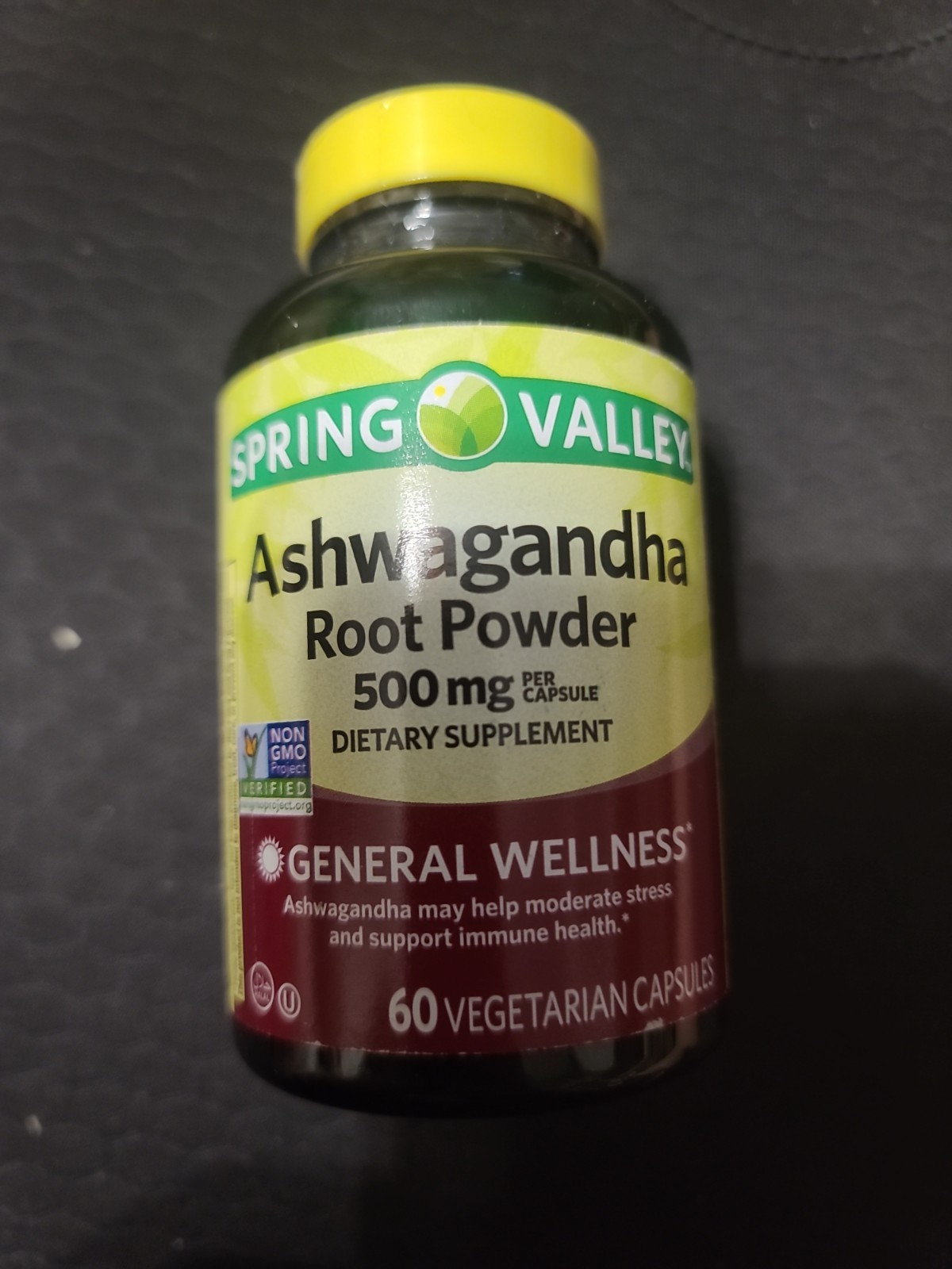 Spring Valley Ashwagandha Root Powder 500 mg Vegetarian Capsules – 60 ct