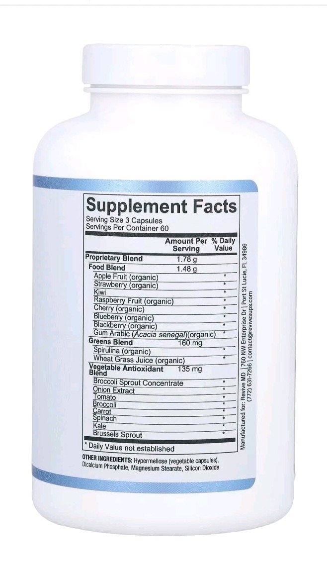 Revive Daily Greens Essential Nutrition 180 Vegetarian Capsules Exp 10/2026 NEW