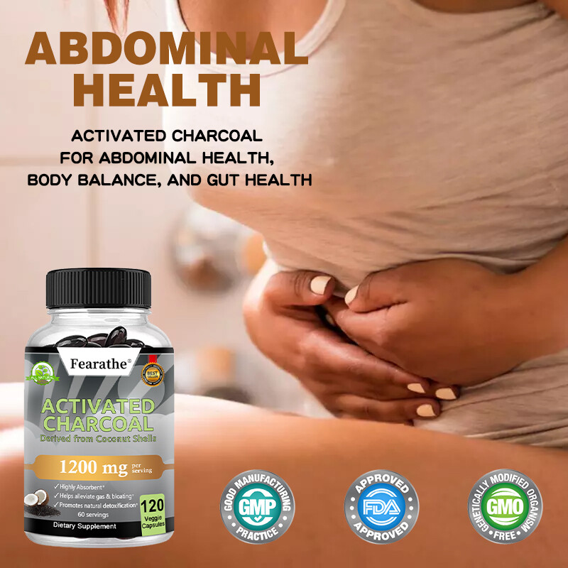 Activated Charcoal Capsules 1200mg Derived from Coconut Shells Highly Absorbent