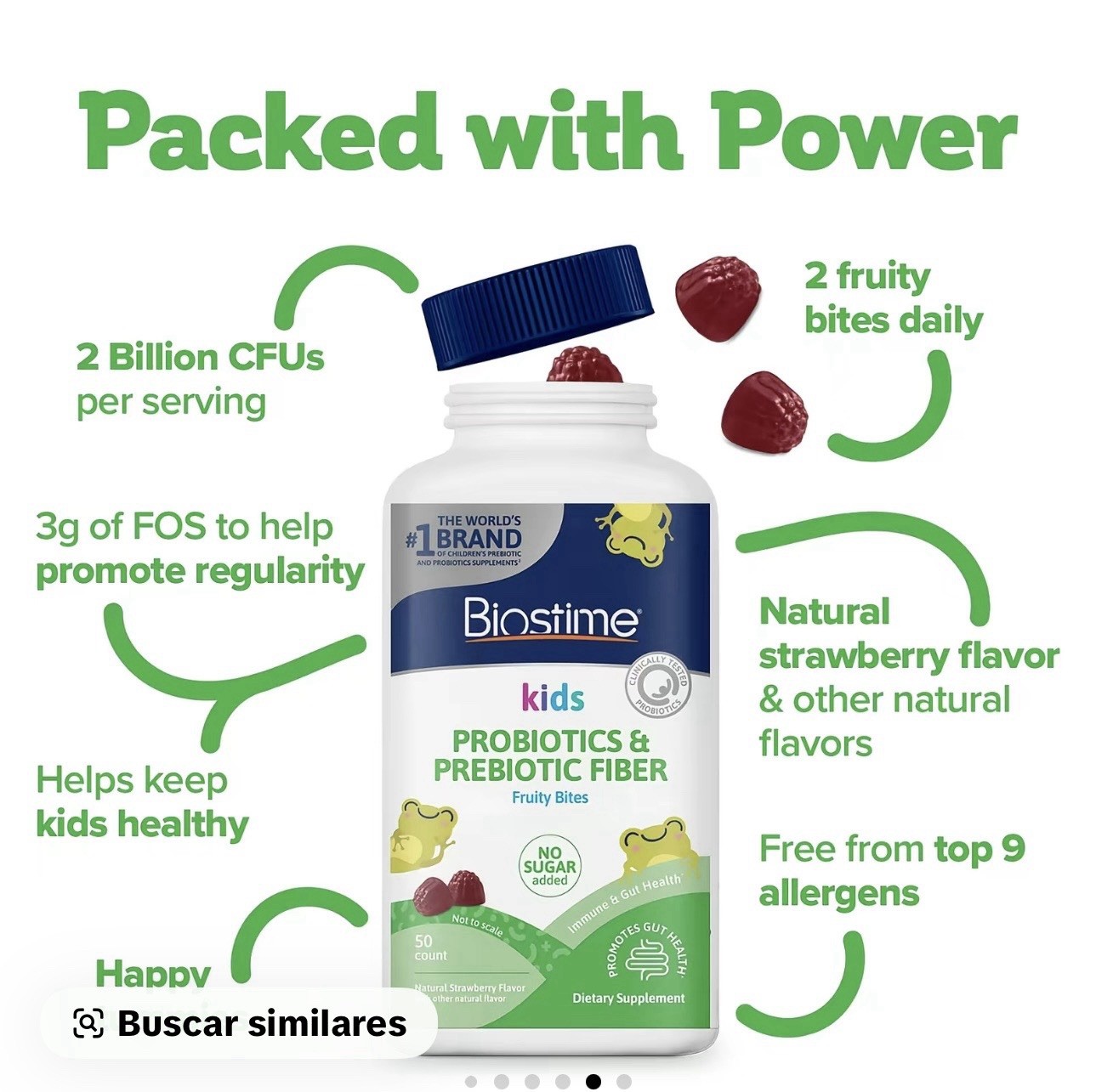 Biostime Kids Probiotic + Prebiotic FOS Strawberry Bites No Sugar Added 50