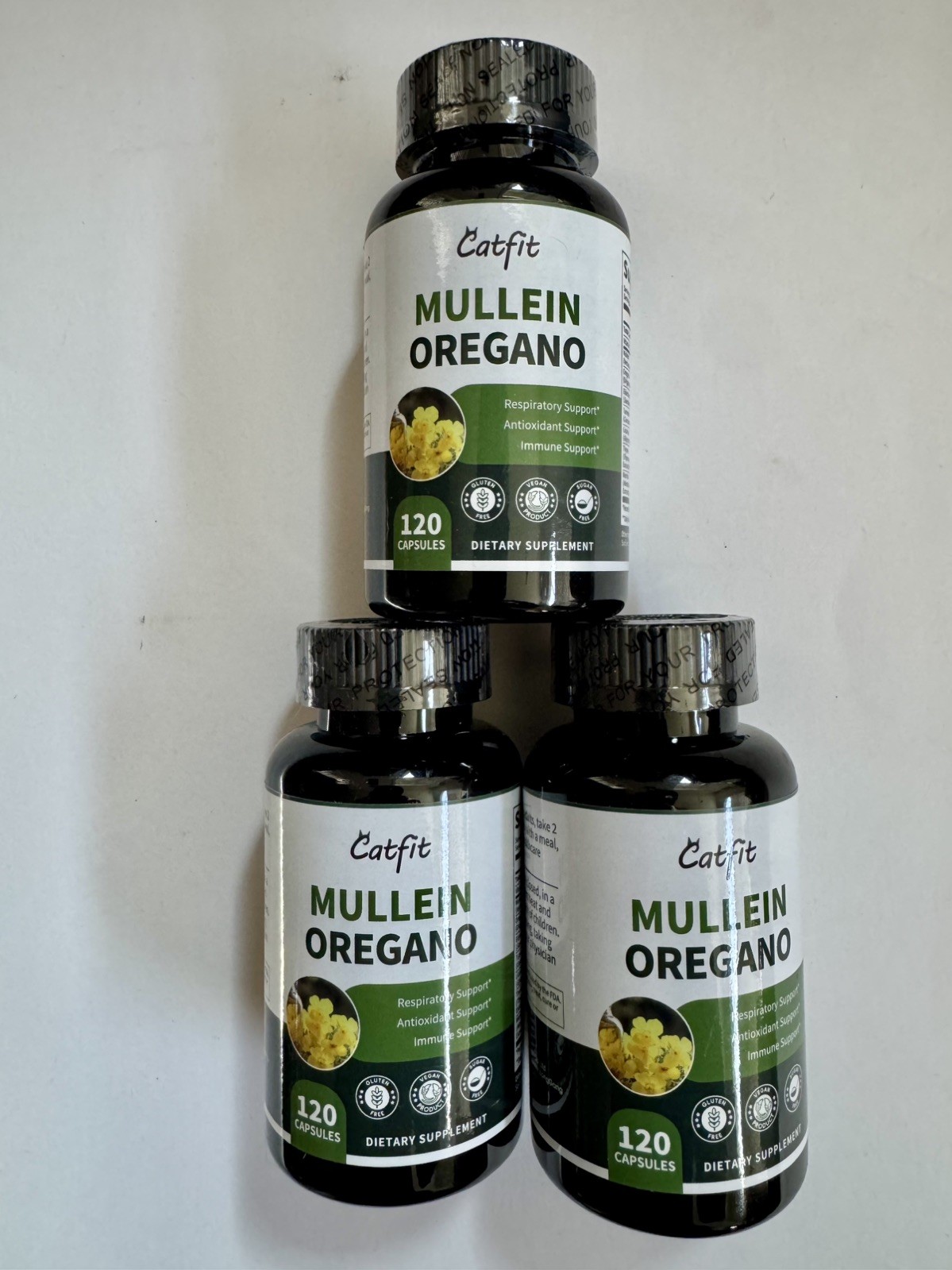 Catfit 5000mg Mullein Leaf Oregano Lung Detox Supplement 3 Bottles 360 Capsules
