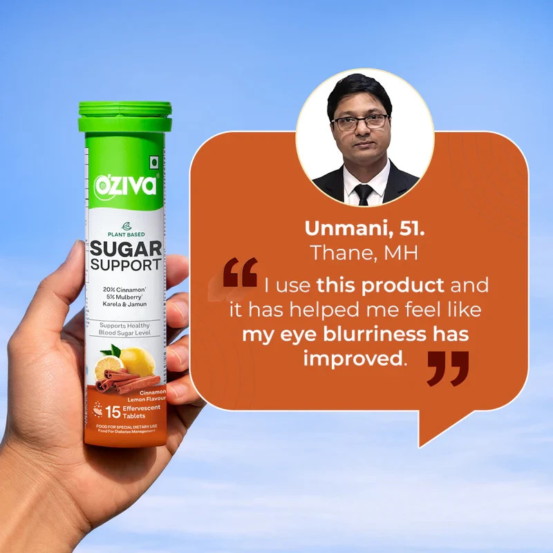 OZiva Plant Based Sugar Support Effervescent With Reducose, 30 Tablets