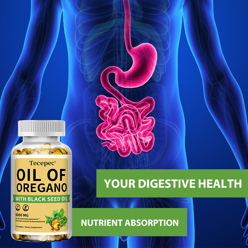 Organic Oil of Oregano Softgels 6000 mg 2 in 1 Black Seed Oil Herbal Supplement
