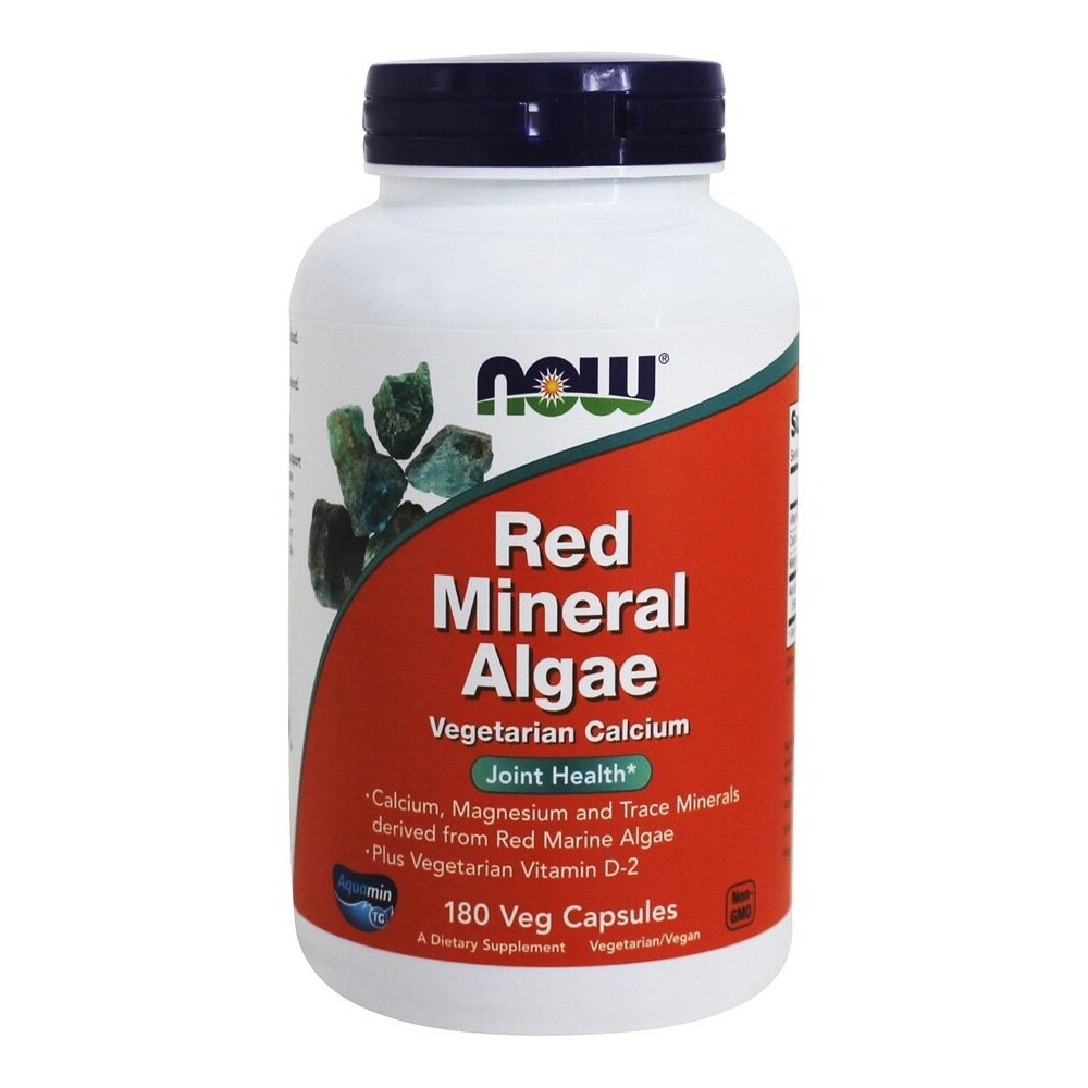 NOW Foods Red Mineral Algae Vegetarian Calcium, 180 Vegetarian Capsules