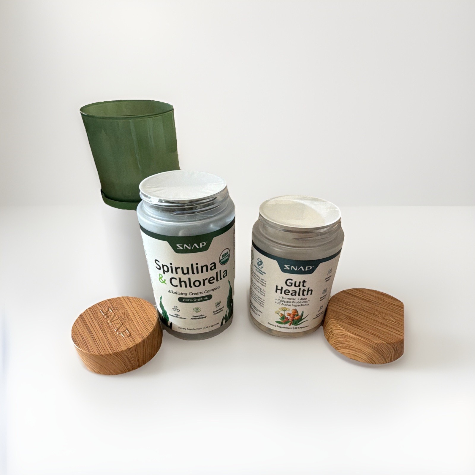 SNAP Spirulina & Chlorella 120ct + Gut Health 90ct Vegan Non-GMO