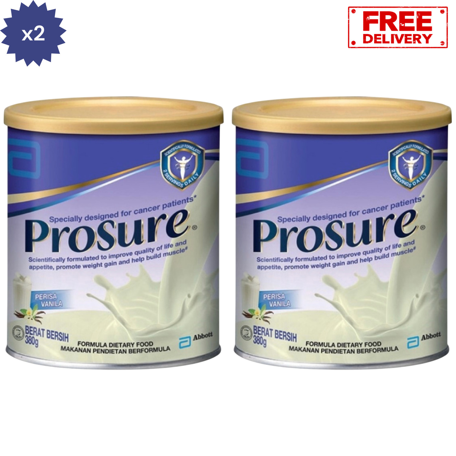 2x Abbott Pro sure Milk High Protein Prebiotic & EPA 380g Free Express Shipping