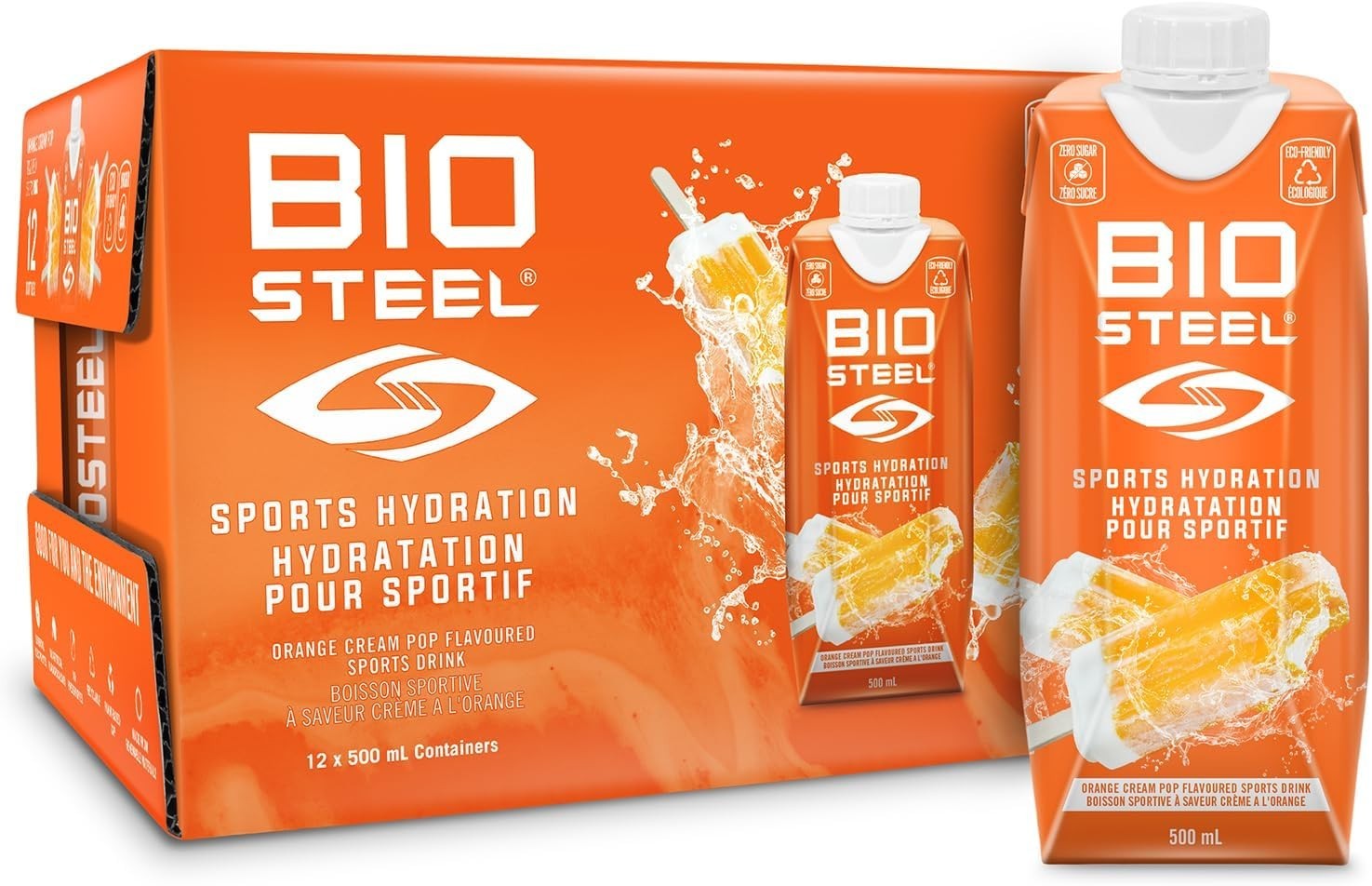 Biosteel Hydration Mix Orange Cream Pop Sugar Free Optimal 12x500ml ea NEW
