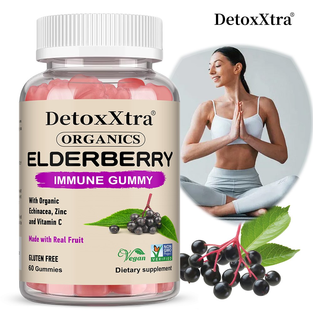 Triple Strength Elderberry Gummies-With,Zinc&Vitamin C for Immune Support 60 Pcs