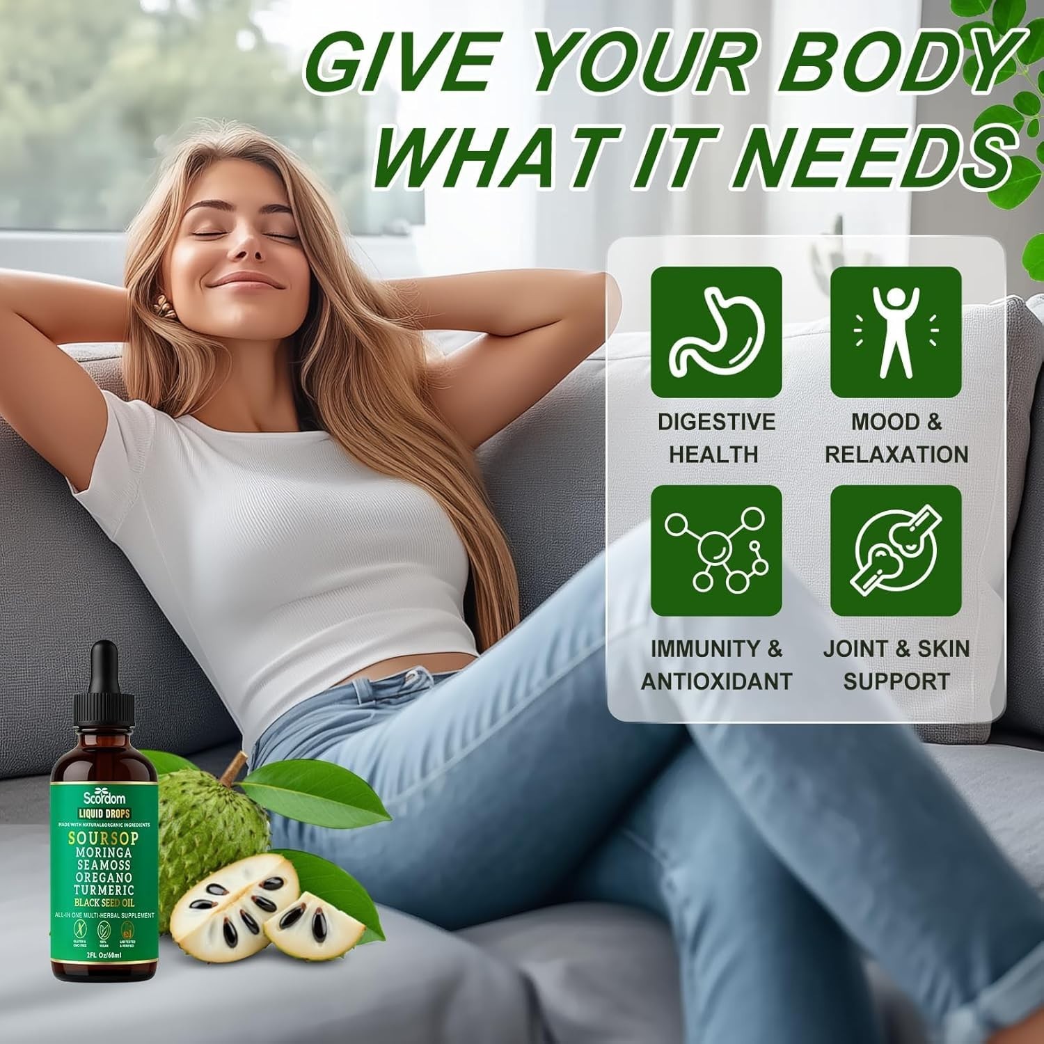 Soursop Bitters Liquid Drops, All in One Supplement Supports Wellness 2fl oz