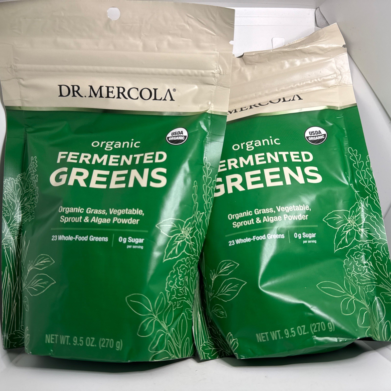 2X Dr. Mercola Organic Fermented Greens Powder 270g Exp 02/2027-New-US Seller