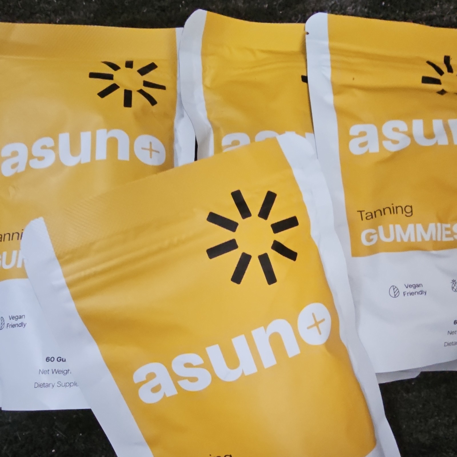 asun+ Tanning Gummies Dietary Supplement 60 Ct 180g Vegan w/ Vitamin C