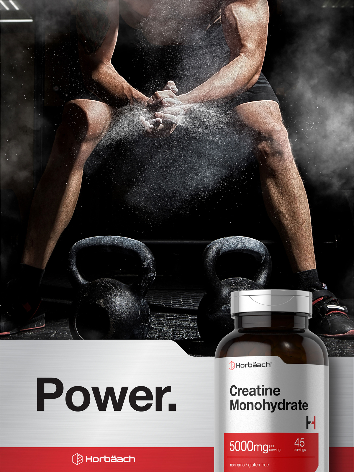 Creatine Monohydrate | 5g | 225 Capsules | Non-GMO, Gluten Free | by Horbaach