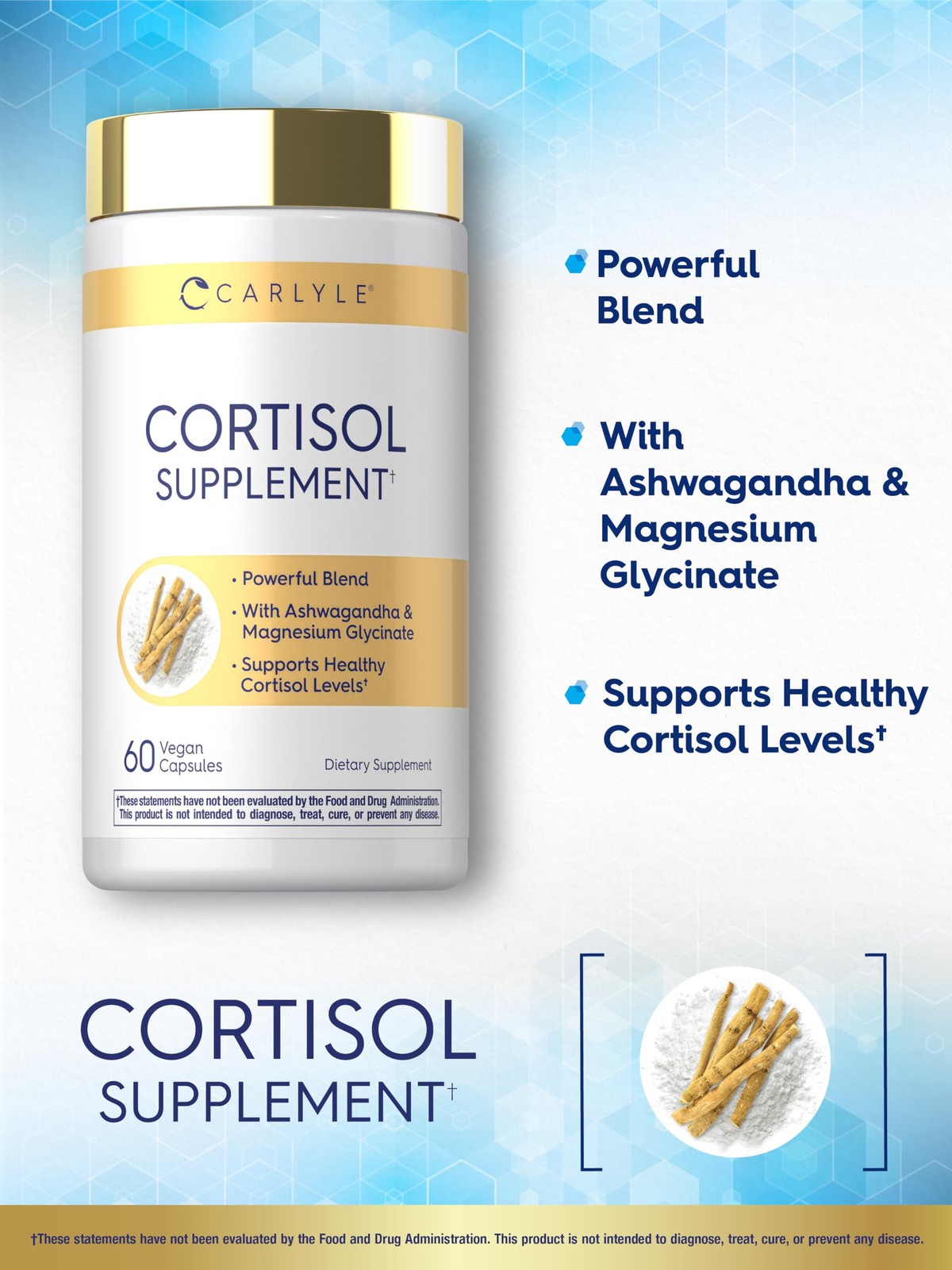 Carlyle Cortisol Supplement | 60 Vegan Capsules | 60 Count (Pack of 1)