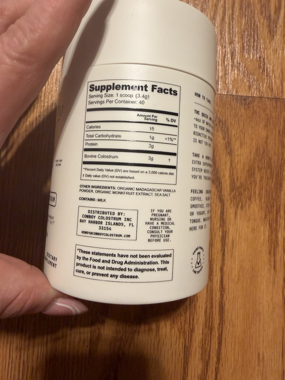 cowboy colostrum Bovine Colostrum Grass Fed Vanilla Powder Supplement 4.8 oz