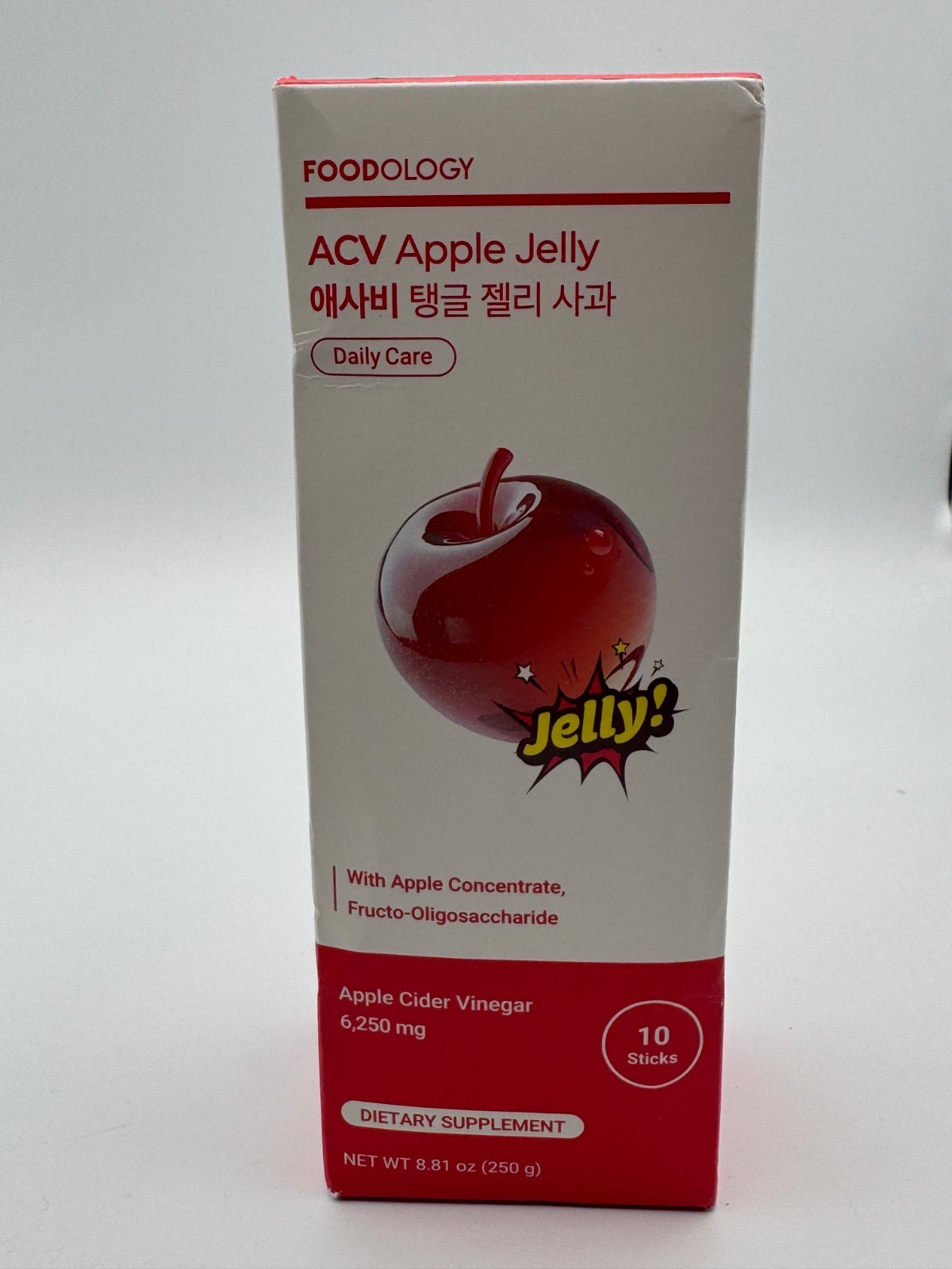 FOODOLOGY ACV Apple Jelly 10 Sticks Apple Cider Vinegar Best By 02.01.2028 New