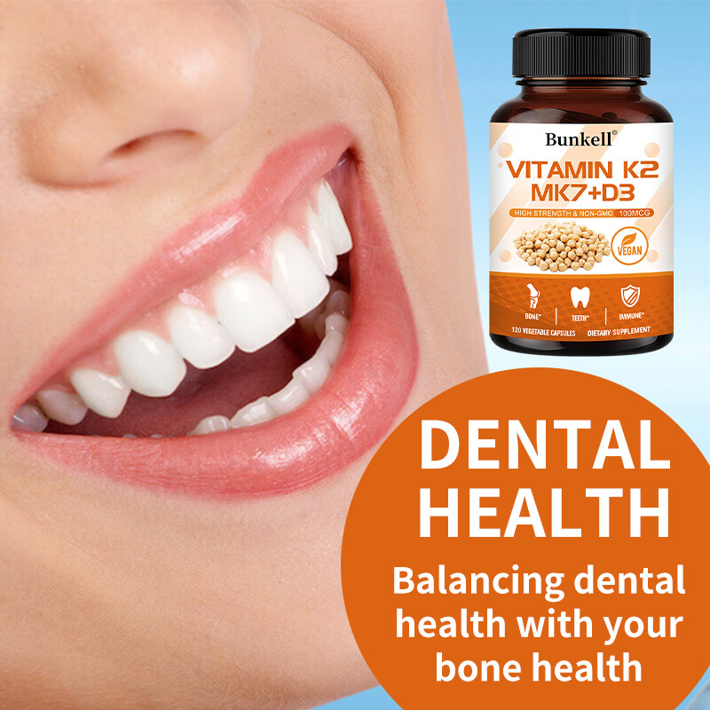 Vitamin K2 (MK7) 100mcg with D3, Black Pepper Capsules, Immune Health