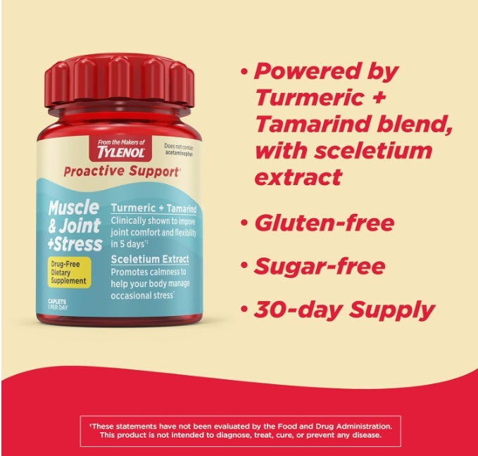 2 Pack TYLENOL Proactive Support Muscle & Joint + Stress Exp 02/2027 New