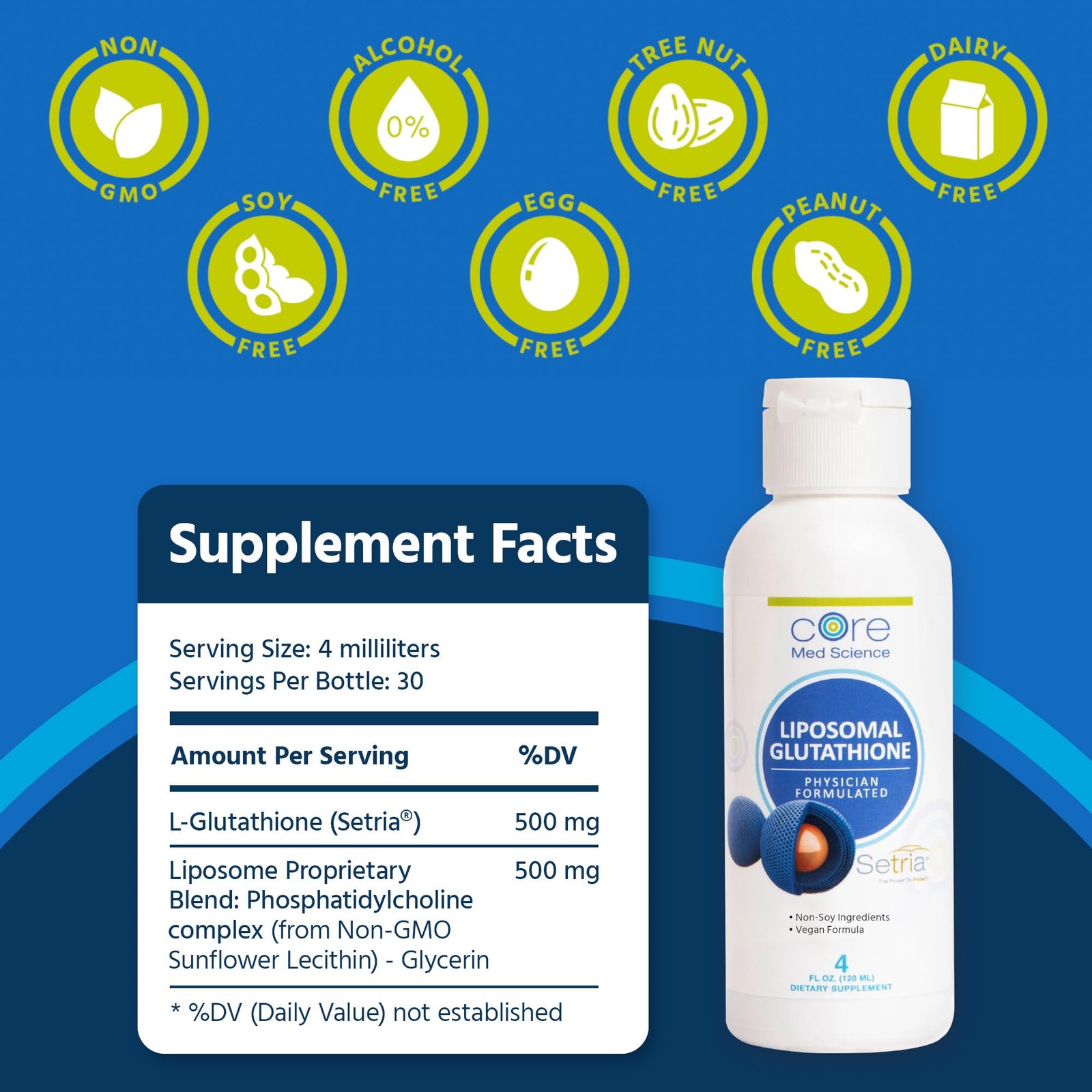 Core Med Science Liposomal Glutathione Liquid 4 Fl Oz (Pack of 1), Red