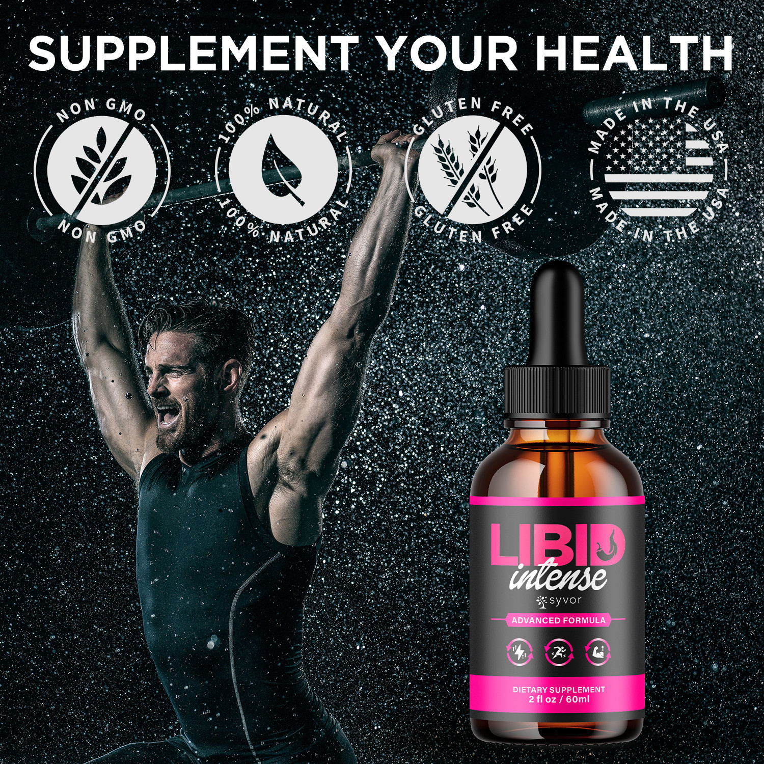 (5 Pack) Libid Intense Male Support Drop Advanced LibidIntense Vitamin 150 Servs
