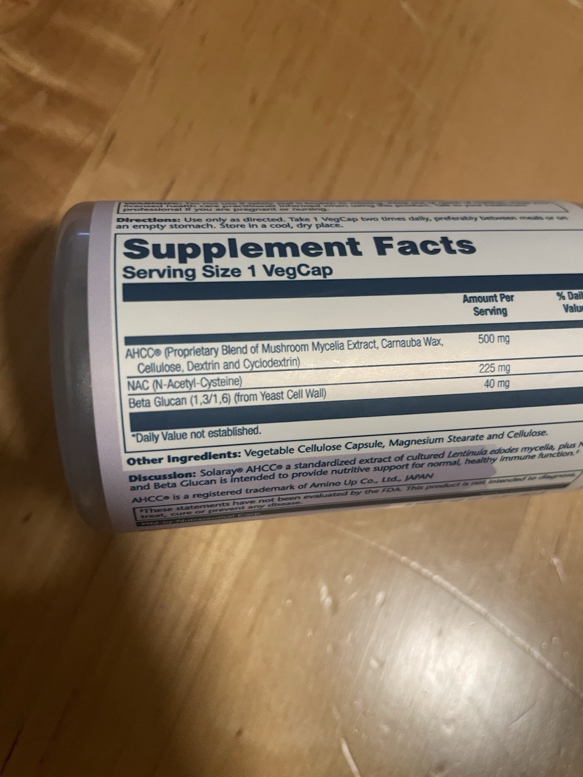 Solaray AHCC Plus NAC & Beta Glucan w/ Mushroom Mycelia Extract — 30 VegCaps