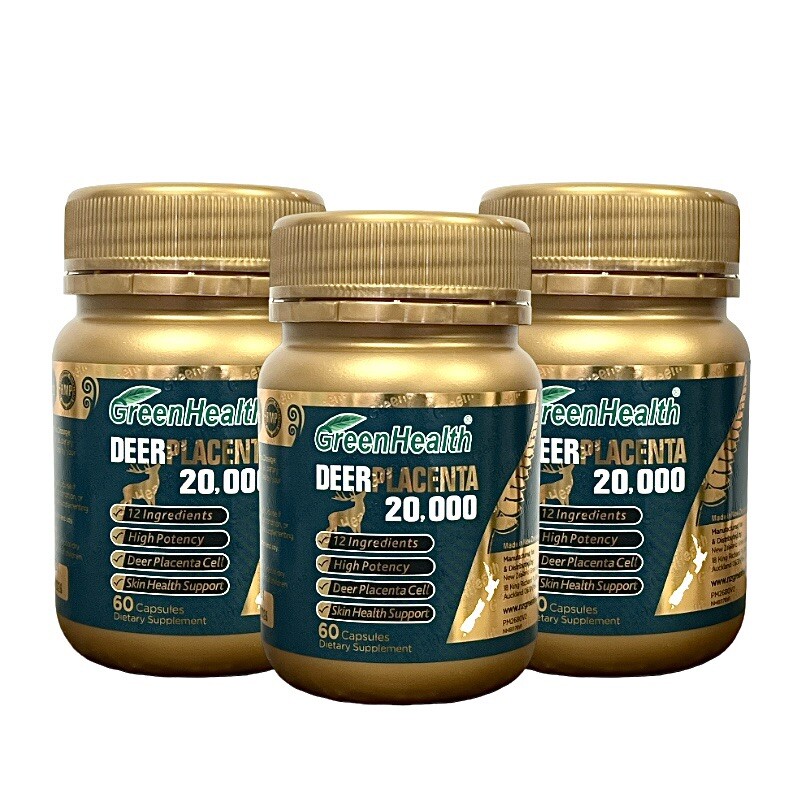 [Green Health] 3 x New Zealand Deer Placenta 20000mg 60 Capsules