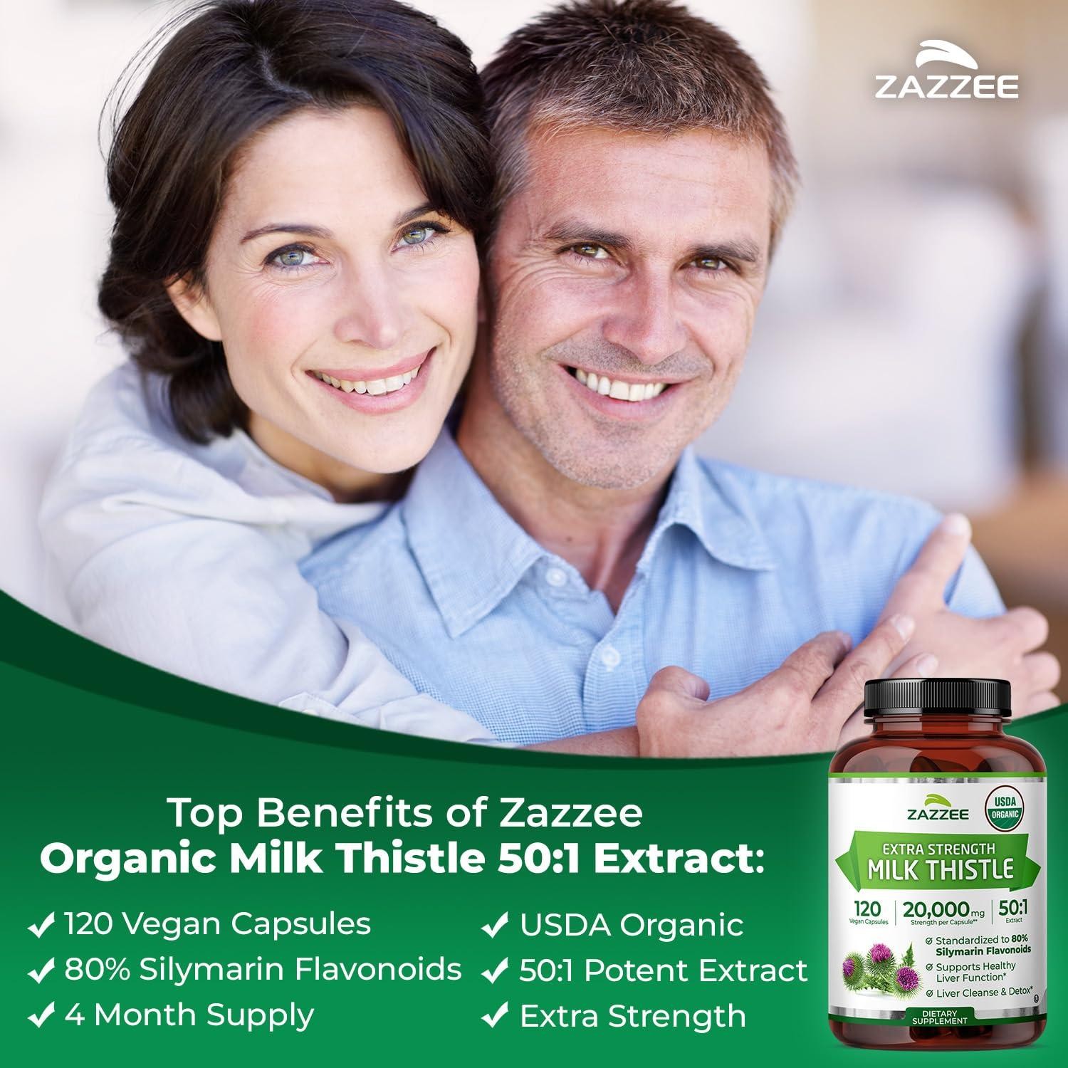 USDA Organic Milk Thistle 50:1 Extract, 80% Silymarin Flavonoids, 120 Capsules