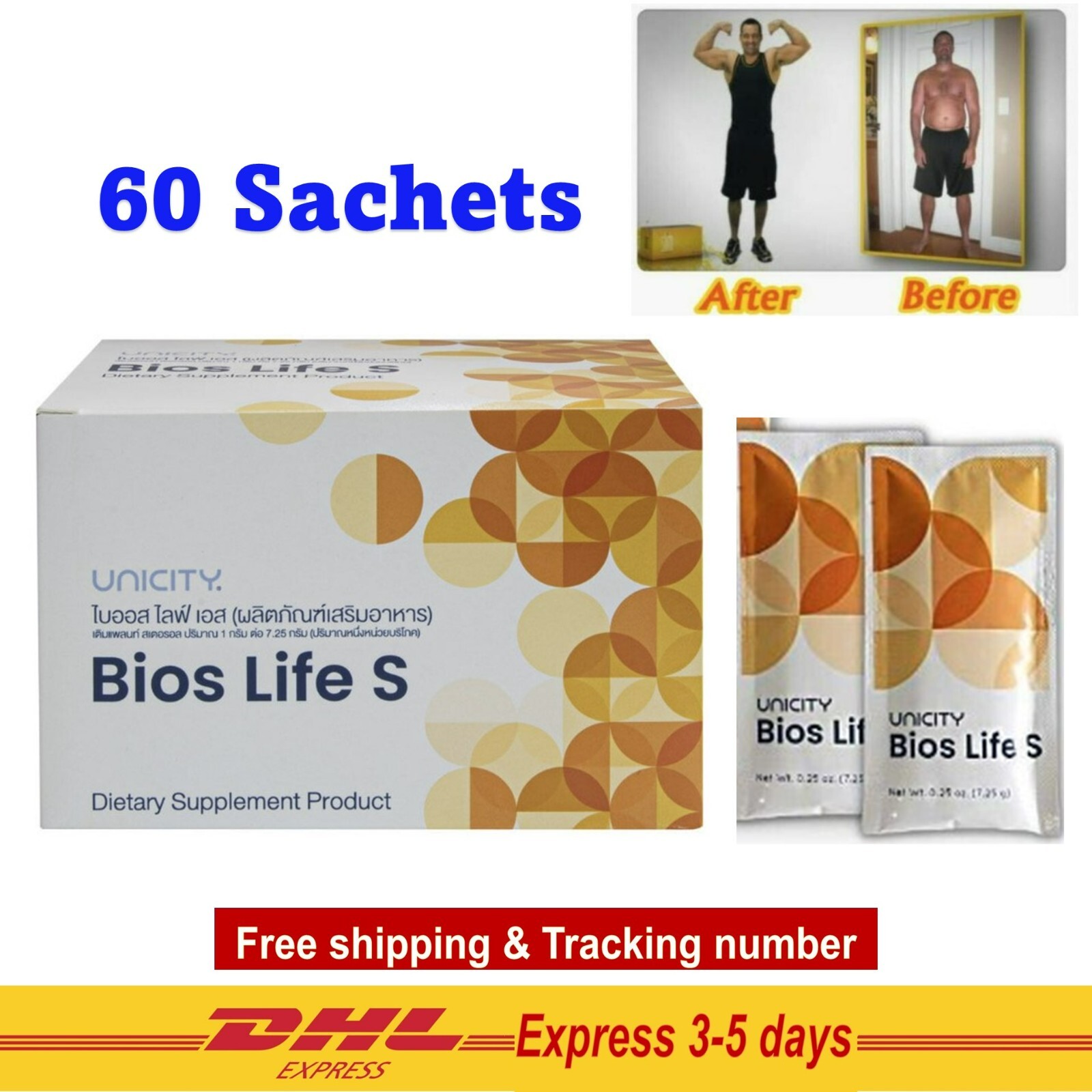 Unicity Bios Life S Slim Weight Loss Dietary Supplement Natural100% 60 Sachets