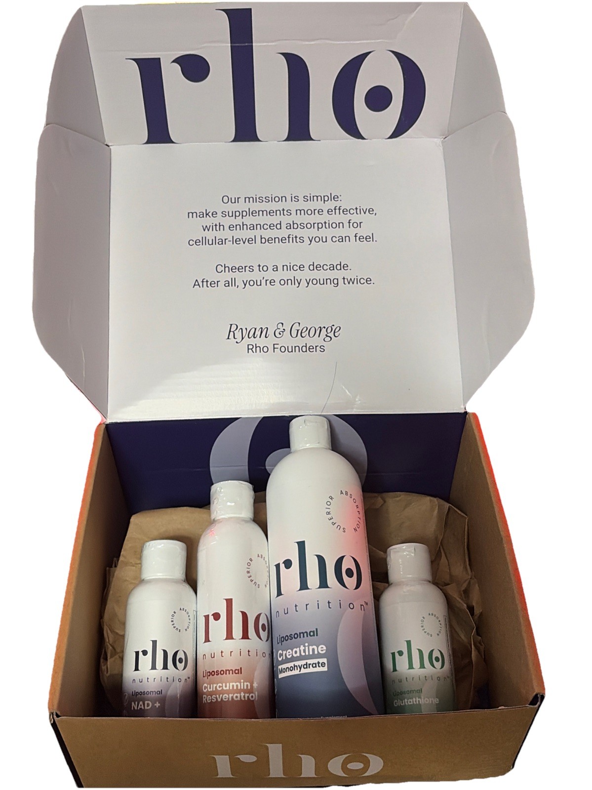 Rho Nutrition Liquid Vitamin Therapy Bundle – Creatine, NAD+, Glutathione, Curcu