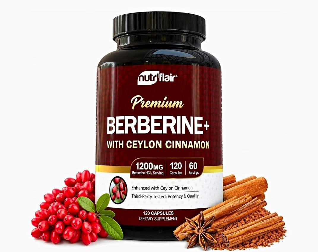 nutriFlair Berberine+ Ceylon Cinnamon Blood Sugar Support 120 Caps Vegan