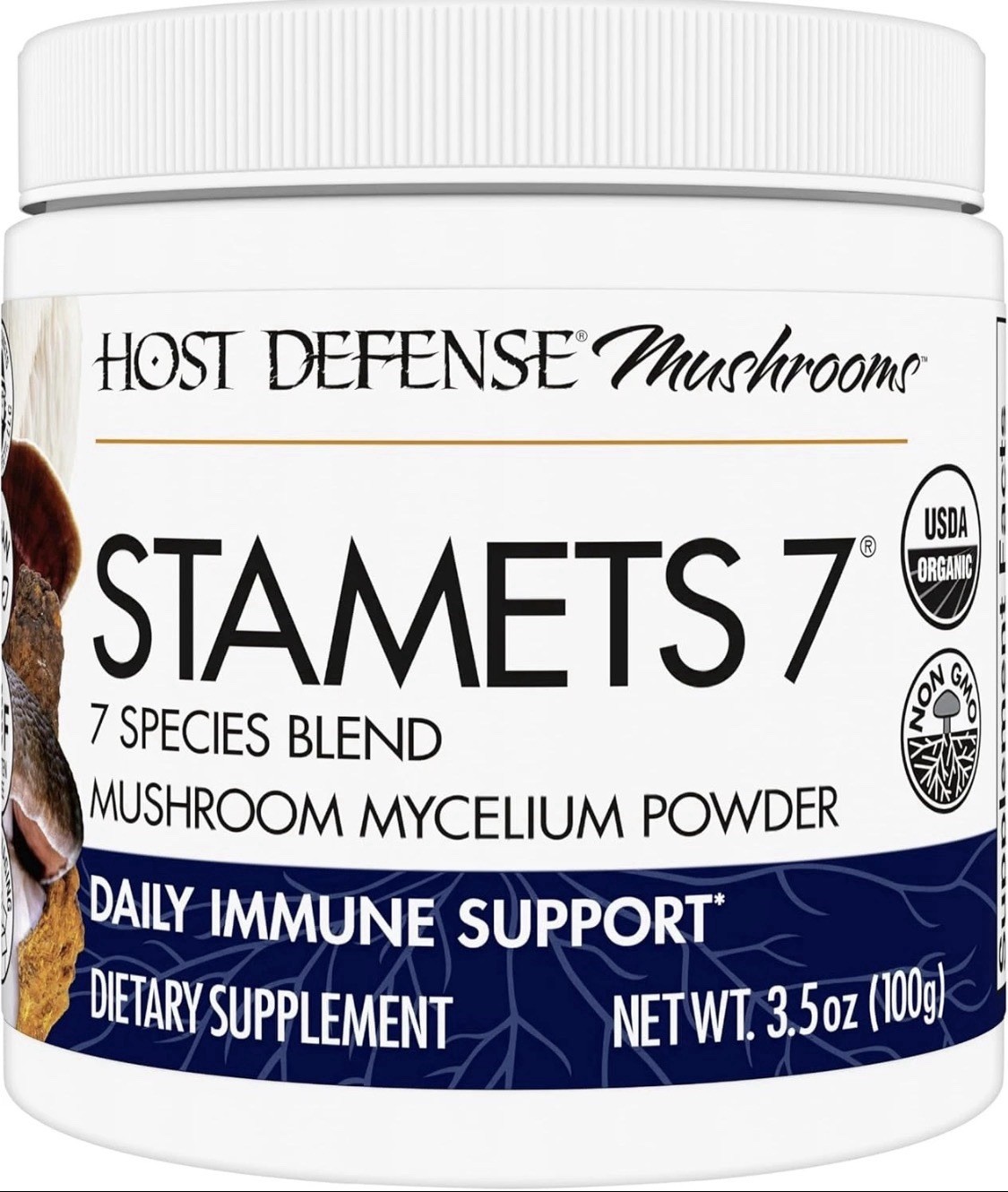 Host Defense Stamets 7 Mycelium Powder Organic Non-GMO Immune Support 3.5 oz