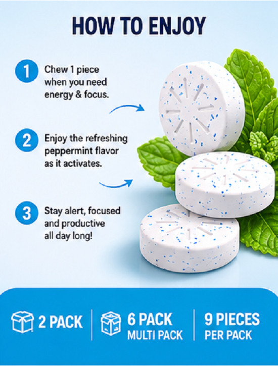 2Pk Neuro Mints Energy & Focus Peppermint Caffeine L-Theanine B-Vitamins