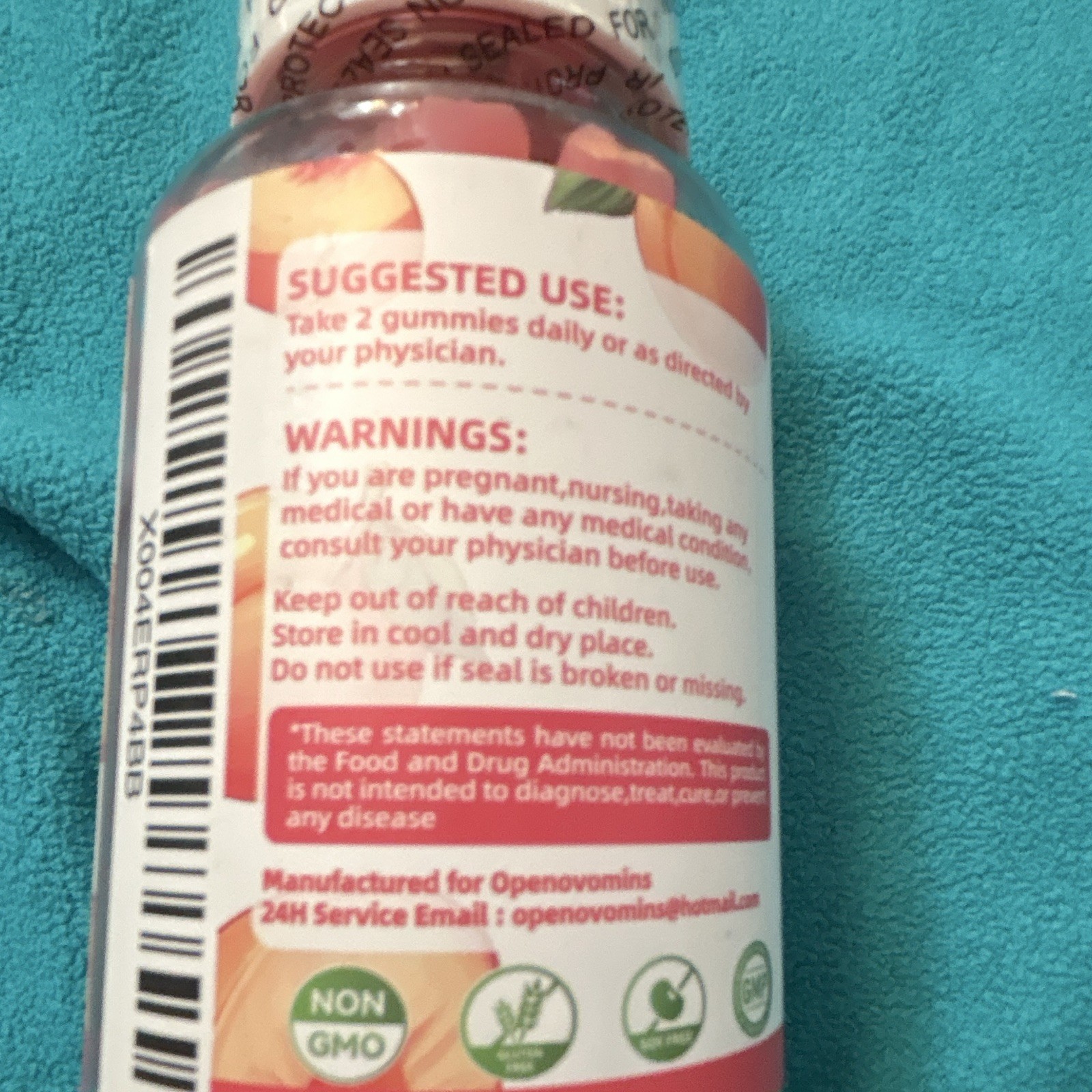Openovomins Magnesium Glycinate Gummies 2500+mg Peach 90 Vegetarian Non-GMO