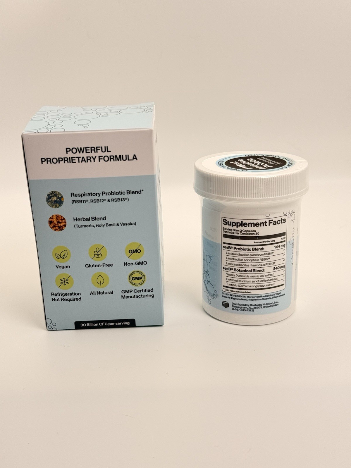 resB Lung Support Probiotic Lactobacillus Holy Basil Turmeric 60 Caps Exp 06/20…